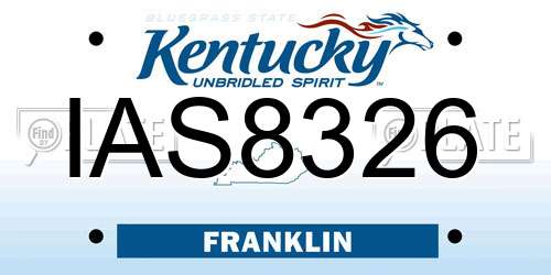IAS8326 Kentucky License Plate