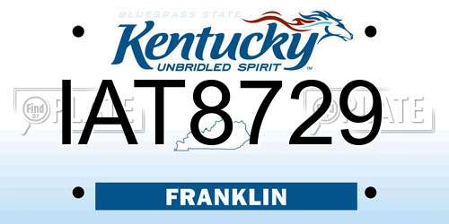 IAT8729 Kentucky License Plate