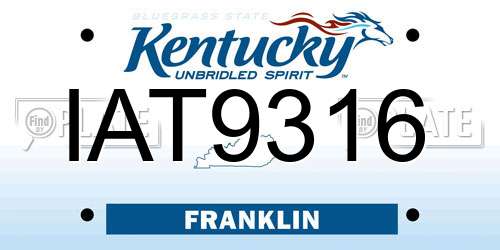 IAT9316 Kentucky License Plate