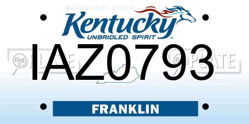 IAZ0793 Kentucky License Plate