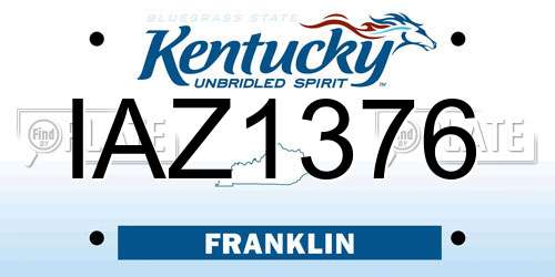 IAZ1376 Kentucky License Plate