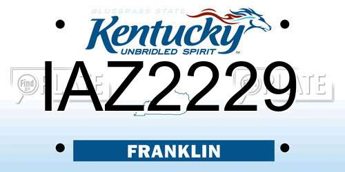 IAZ2229 Kentucky License Plate