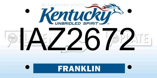 IAZ2672 Kentucky License Plate