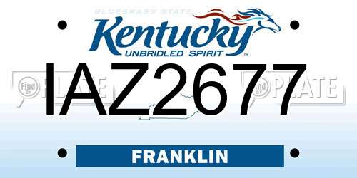IAZ2677 Kentucky License Plate