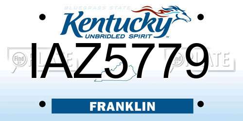 IAZ5779 Kentucky License Plate