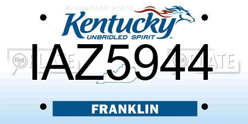 IAZ5944 Kentucky License Plate