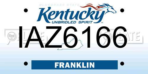 IAZ6166 Kentucky License Plate