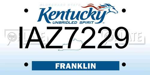 IAZ7229 Kentucky License Plate