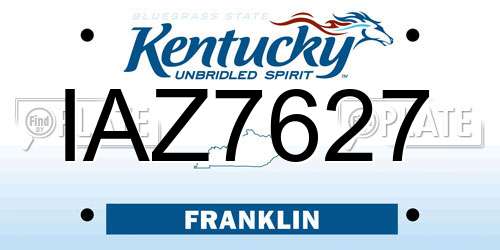 IAZ7627 Kentucky License Plate