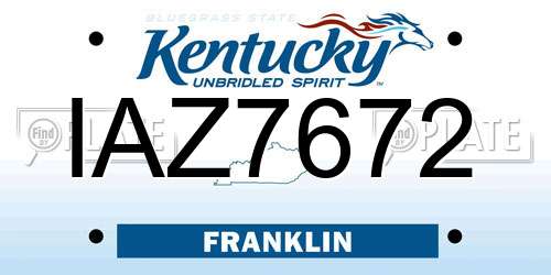 IAZ7672 Kentucky License Plate