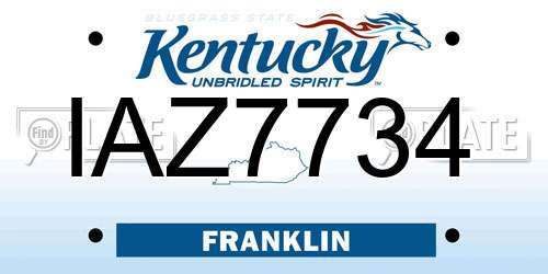 IAZ7734 Kentucky License Plate