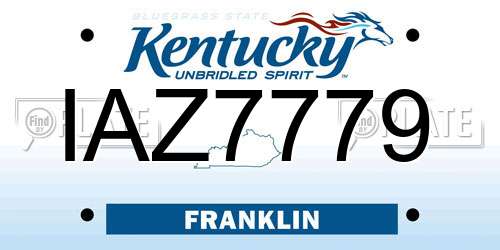 IAZ7779 Kentucky License Plate