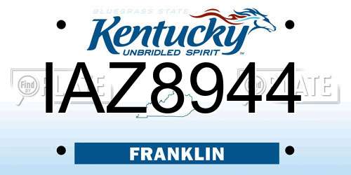 IAZ8944 Kentucky License Plate