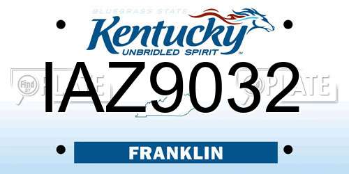 IAZ9032 Kentucky License Plate