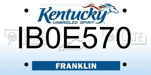 IB0E570 Kentucky License Plate