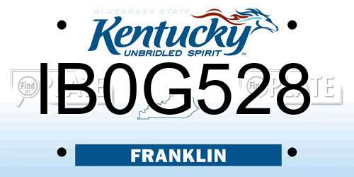 IB0G528 Kentucky License Plate