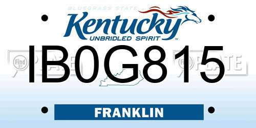 IB0G815 Kentucky License Plate