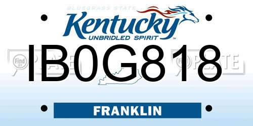 IB0G818 Kentucky License Plate