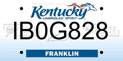 IB0G828 Kentucky License Plate