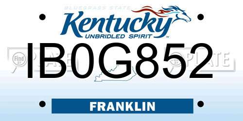 IB0G852 Kentucky License Plate