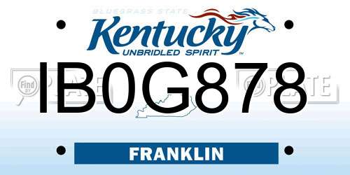 IB0G878 Kentucky License Plate