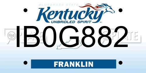 IB0G882 Kentucky License Plate