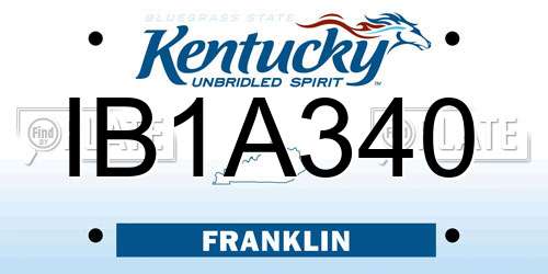 IB1A340 Kentucky License Plate