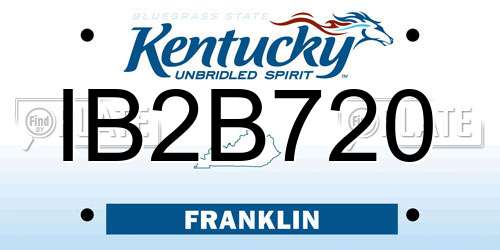 IB2B720 Kentucky License Plate