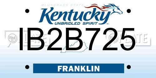 IB2B725 Kentucky License Plate