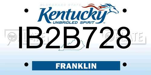 IB2B728 Kentucky License Plate