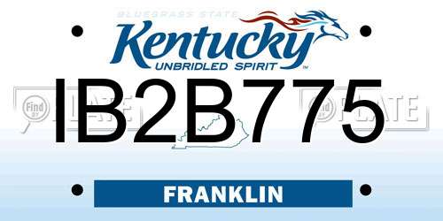 IB2B775 Kentucky License Plate