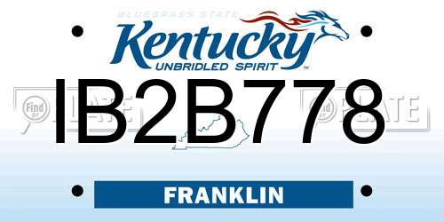 IB2B778 Kentucky License Plate