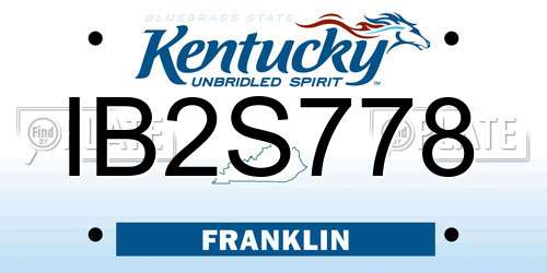 IB2S778 Kentucky License Plate