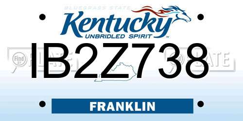 IB2Z738 Kentucky License Plate