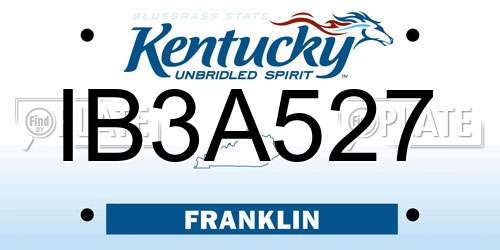 IB3A527 Kentucky License Plate