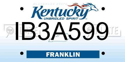 IB3A599 Kentucky License Plate