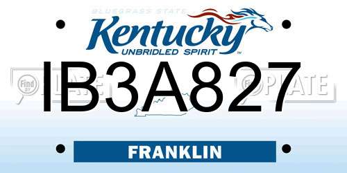 IB3A827 Kentucky License Plate