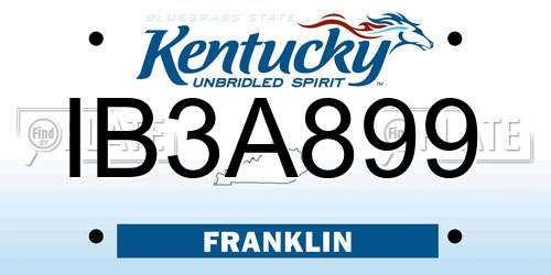 IB3A899 Kentucky License Plate