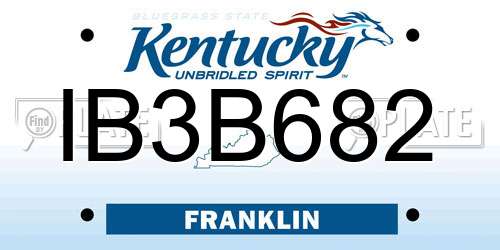 IB3B682 Kentucky License Plate