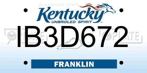 IB3D672 Kentucky License Plate