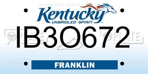 IB3O672 Kentucky License Plate