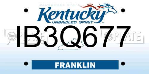 IB3Q677 Kentucky License Plate