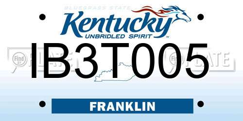 IB3T005 Kentucky License Plate