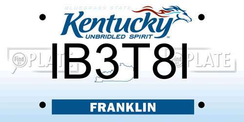 IB3T8I Kentucky License Plate
