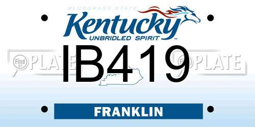 IB419 Kentucky License Plate