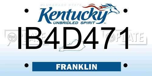 IB4D471 Kentucky License Plate