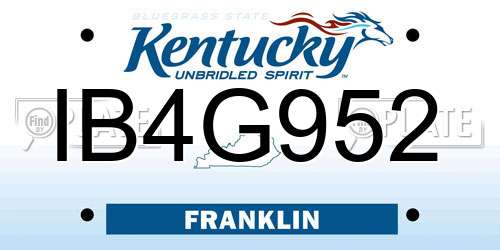 IB4G952 Kentucky License Plate