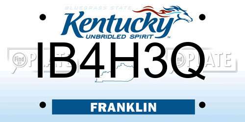 IB4H3Q Kentucky License Plate