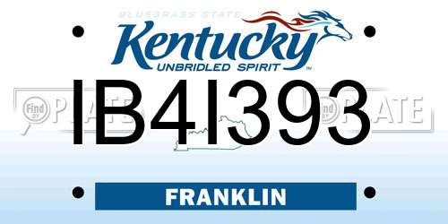 IB4I393 Kentucky License Plate