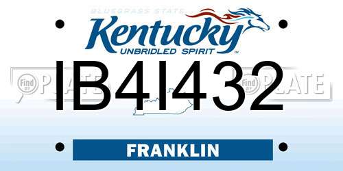 IB4I432 Kentucky License Plate